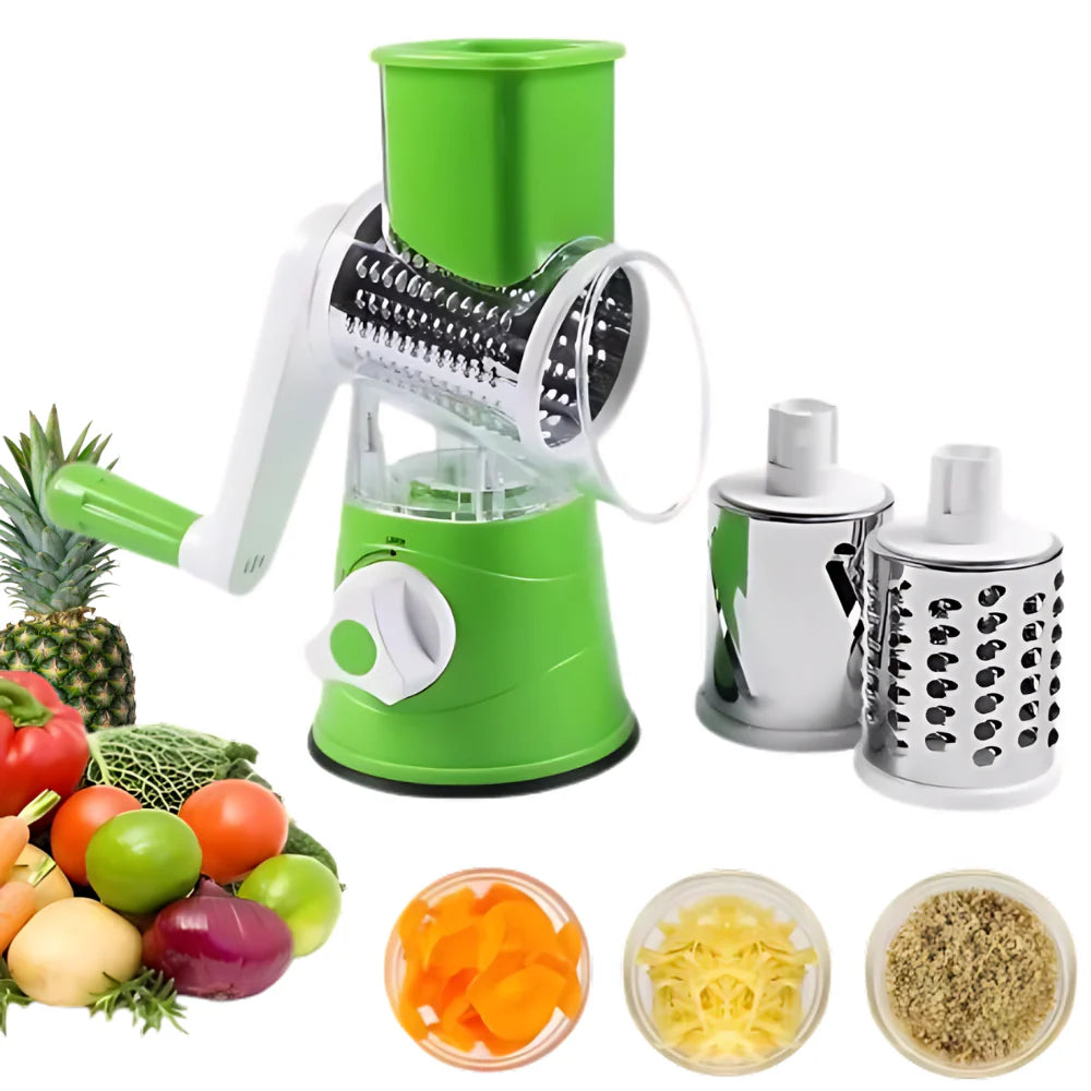 3 in 1 Rotary Drum Grater, Vegetable / Cheese Slicer, Shredder and Grater. (Kaddu Kash